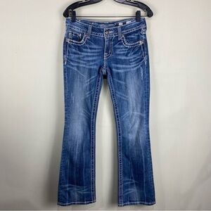 Miss Me Buckle: Goth‎ Emo Beaded Embellished Boot Cut Dark Wash Jeans Size 27